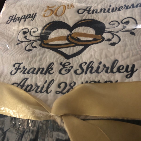 Personalized 50th Anniversary Quilt | Monogrammed Wedding Gift ...