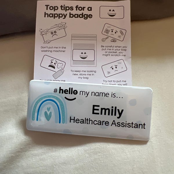 Resin Finish Hello My Name is Name Badge and Id Reel Personalised ...