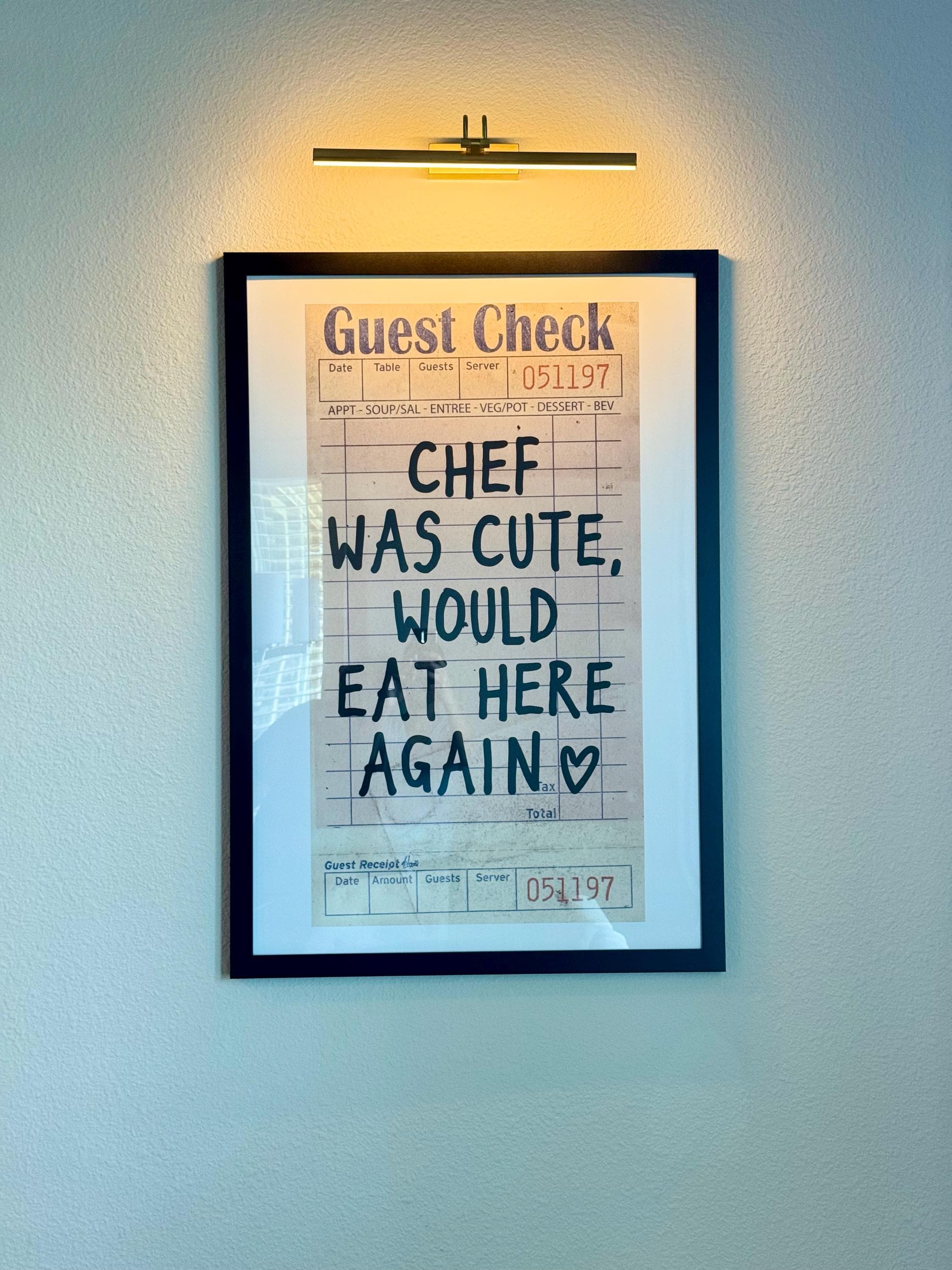 Chef Was Cute Guest Check Poster Trendy Wall Art Prints Kitchen Decor Shipped Wall Prints (Unframed) Apartment Prints And Posters Girly