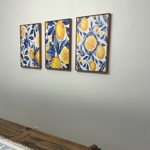 Lemon Wall Decor - Blue Yellow Lemon Art - Lemon Artwork
