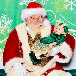 Coffret cadeau de Noël robe velours + bandeau bébé fille - vert émeraude,  Bébé