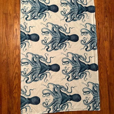 Blue Octopus Fabric Octopus Oasis in Sea by Willowlanetextiles Nautical ...
