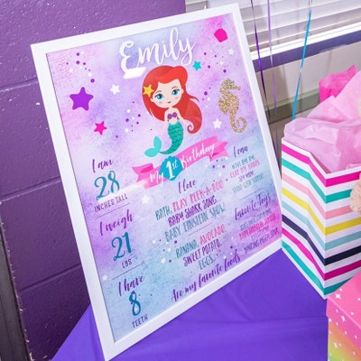 Mermaid 1st Year Poster. First Birthday Poster. Mermaid Milestone ...