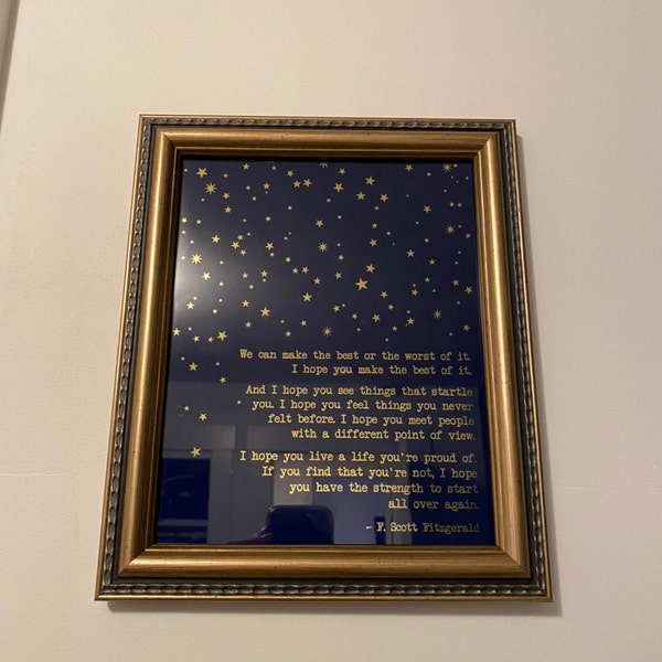 F Scott Fitzgerald Quote Gold Foil Print - Inspirational Quotes ...