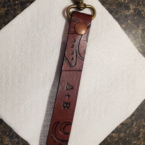 Personalized Leather Keychain Custom Hand-stamped Wristlet - Etsy