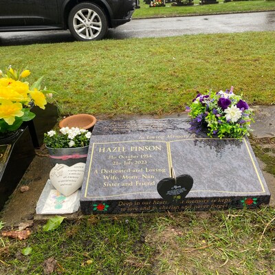 Grave Stick Marker Plaque Slate Heart Ornament Loving Memories If Tears - View #2