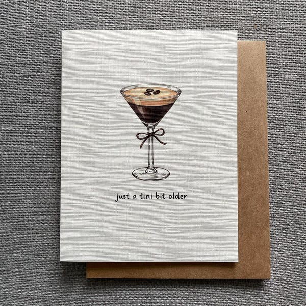 Funny Espresso Martini Birthday Card: Watercolor Cocktail Greeting - Etsy