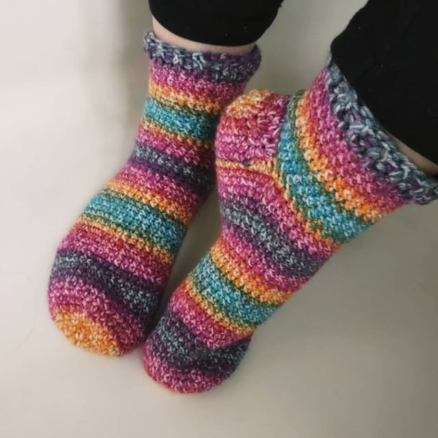 A customer's finished Beginner Felici Socks Crochet Pattern