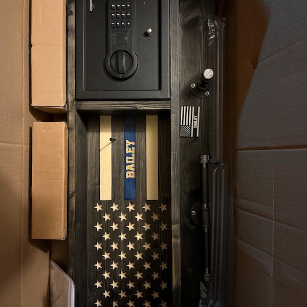 Police Duty Gear Rack With Lockbox Safe + FREE Metal Miranda Card ...