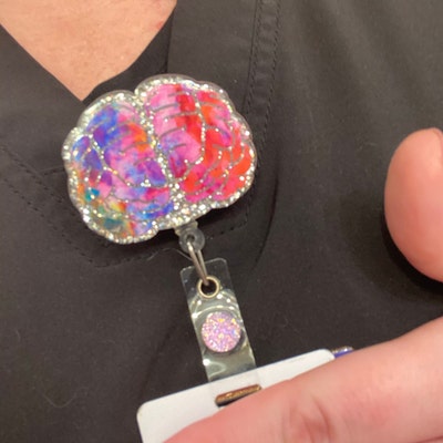 Brain Badge Reel Personalized Glitter Brain Nurse Gift - Etsy