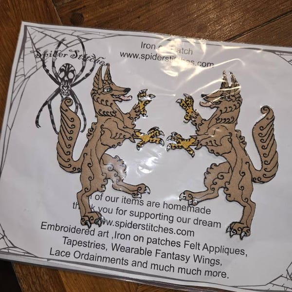 Fox Rampant FELT Rampant Enfield Fox Heraldic Heraldry Iron on or Sew on Patch Pair ...