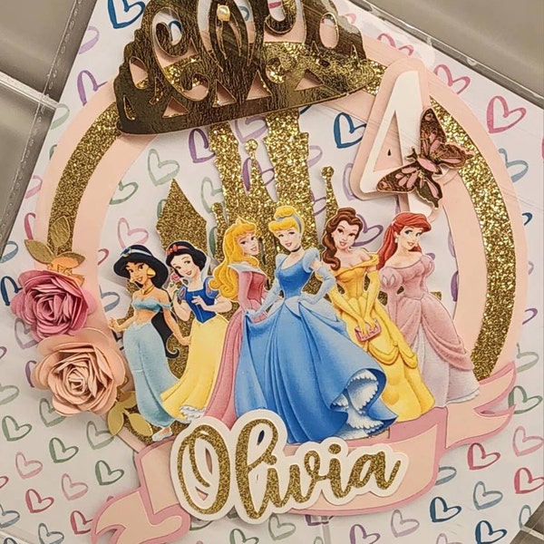 Princess Birthday Cake Topper: Pink & Gold Royal Party Decoration - Etsy