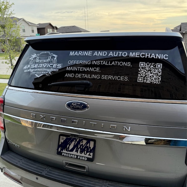 Back Window Decal / Your Logo, Text, QR Code or Artwork Sticker / Car ...
