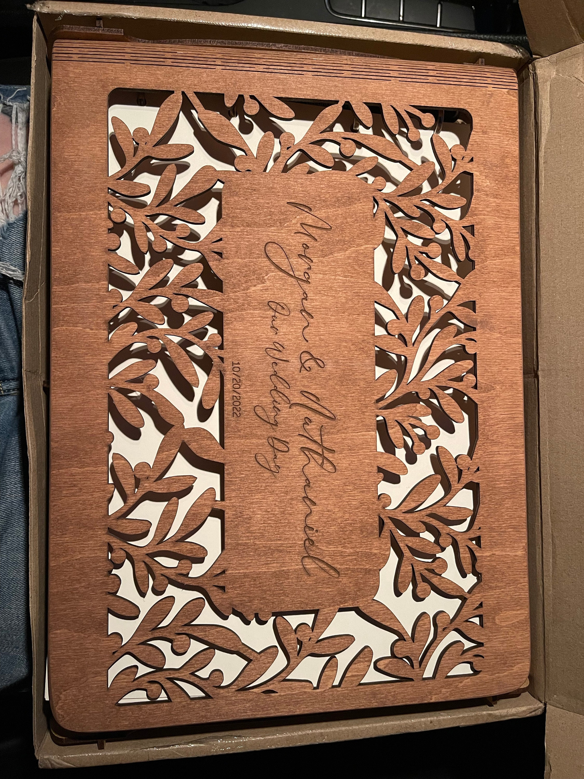 Personalized Gift, Wooden Photo Album Engraved, Scrapbook Album for Her, Custom Family Photo Album Honeymoon, Christmas Gift for Couple