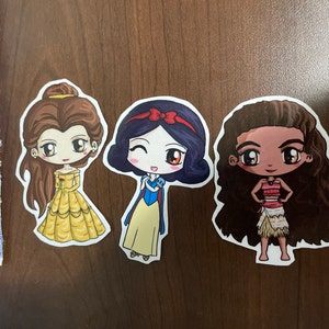 Disney Princess Stickers Disney Princess Chibi Stickers Chibi Snow White,  Cindrella, Moana, Ariel, Belle, Rapunzel, Tiana and More -  Norway