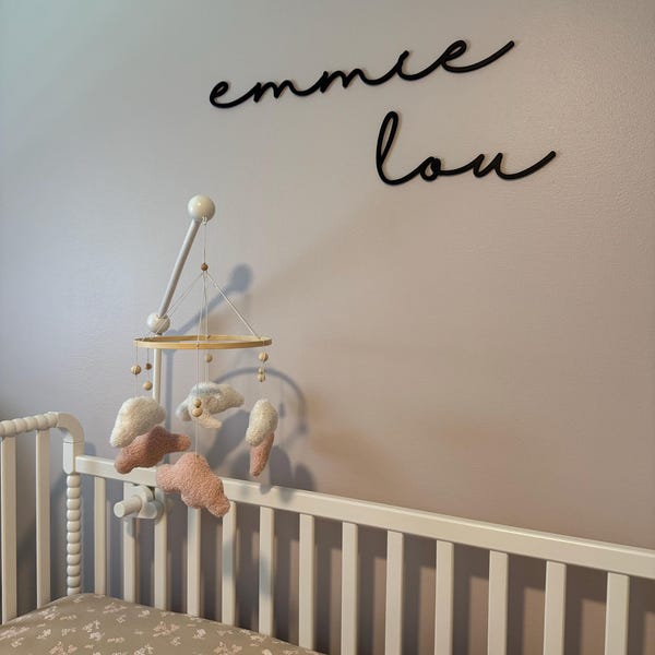Baby Room Script Wood Script Nursery Baby Room Name Laser Cut Sign Cursive First and ...