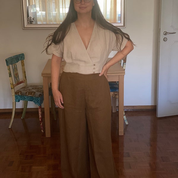 Pauline Linen Boho Pants – Wide Leg Linen Pants