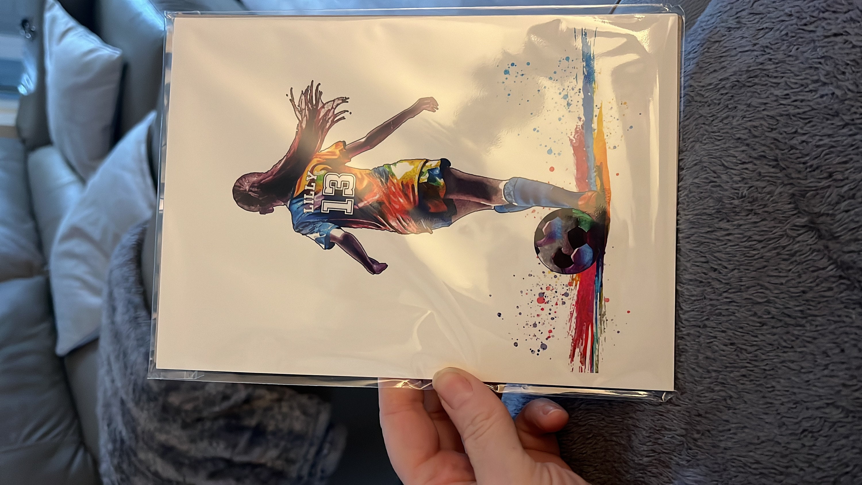 Girls Football Gifts | Personalised Soccer Player | Womens Football Art Print | Personalised Football Gift For Girls | Female Footballer