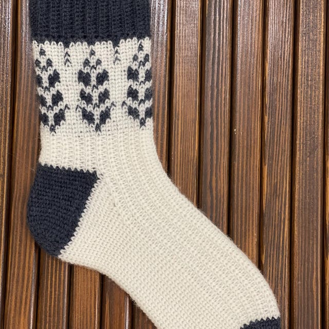 A customer's finished Vine Colorwork Socks Crochet Pattern + Video