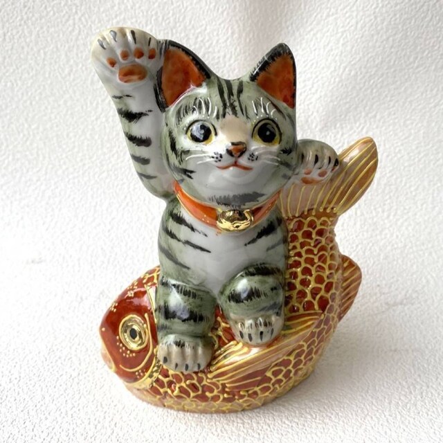 ラッキー ナメクジ ドール　タケヤマ・ノリヤ　LUCKY namekuji Maneki Neko Japanese lucky cat Kutani yaki Kimori 7' Daruma