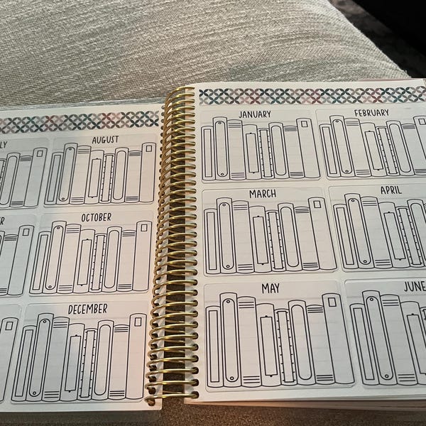 STK-192 || Monthly Bookshelf Stickers for EC 12 Planner Boxes (A5 & 7x9 ...