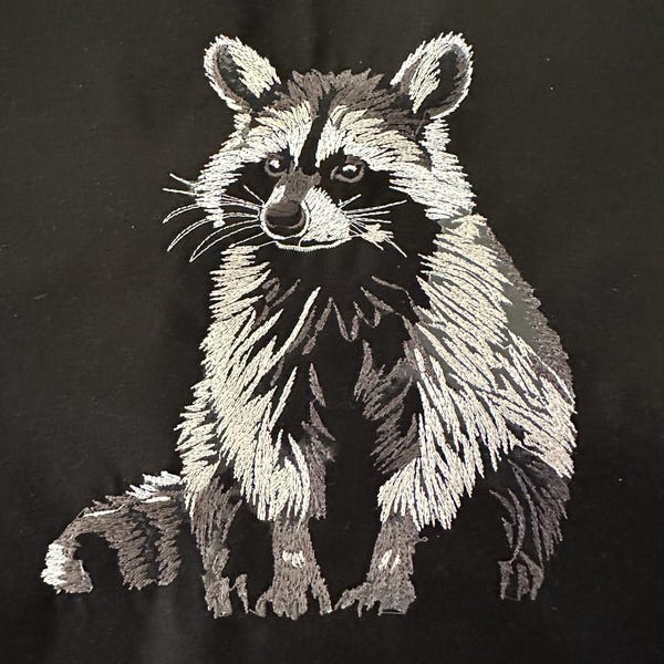 Realistic Raccoon Embroidery Design - Adorable and Detailed Embroidery ...