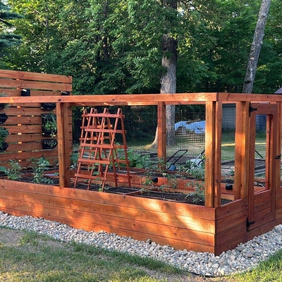 Raised Garden Bed With Deer Fence Plans - Etsy
