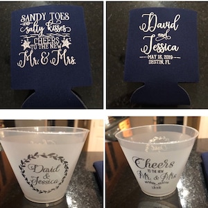 Personalized Plastic Cup, Wedding Party Cups, Frosted Cups, Frost Flex Cups, Printed Cups, Custom Wedding Cups, Monogram Cups, Plastic Cups photo