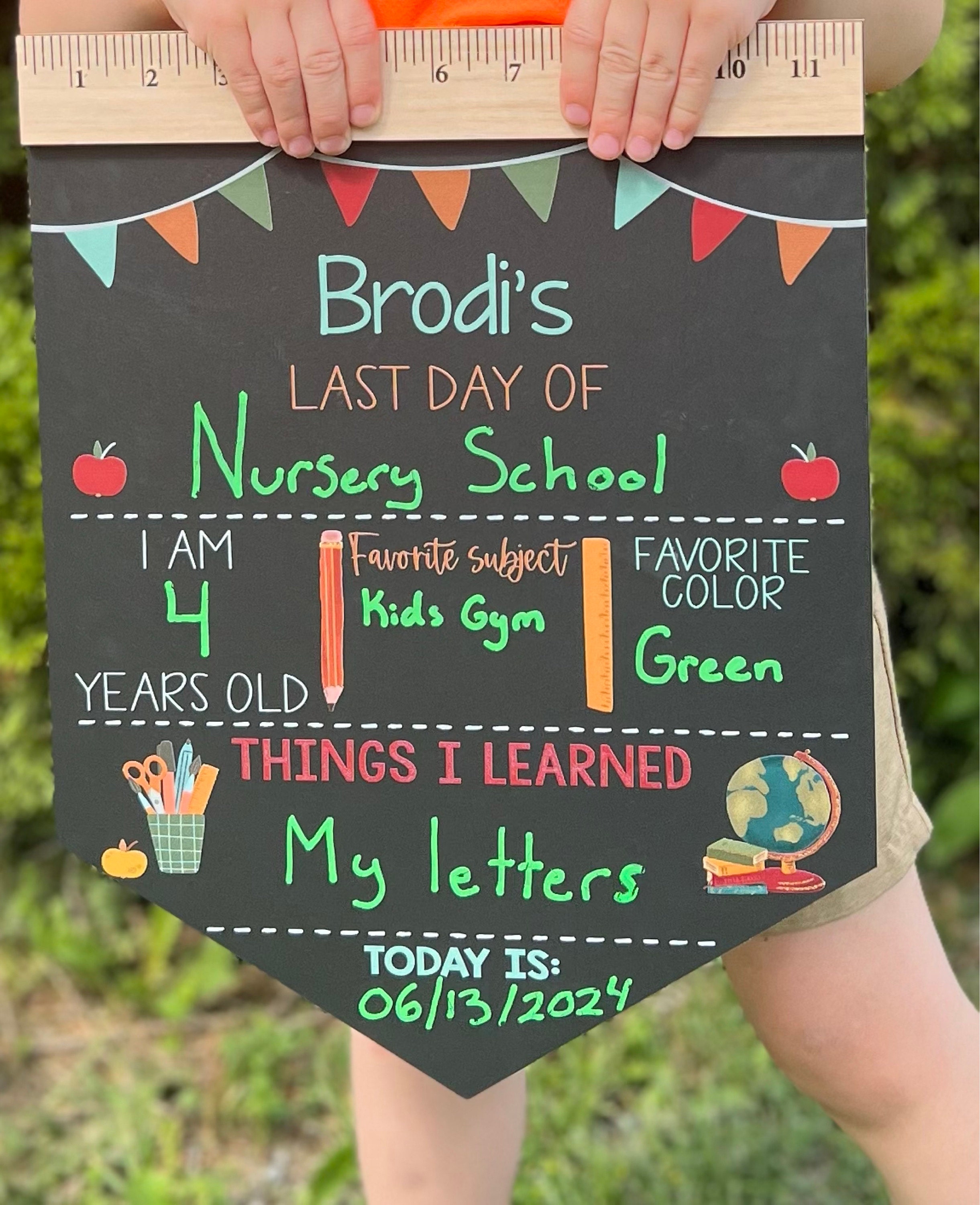 First Day of School Sign, Back to School Chalkboard, Reusable 1st Day Board, Last Day, Kindergarten, First Grade, Preschool, Ruler, BloomOwl