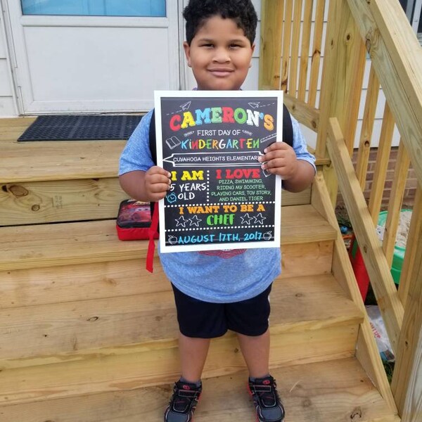 First Day of School Sign, Rainbow Back to School Chalkboard, First Day ...