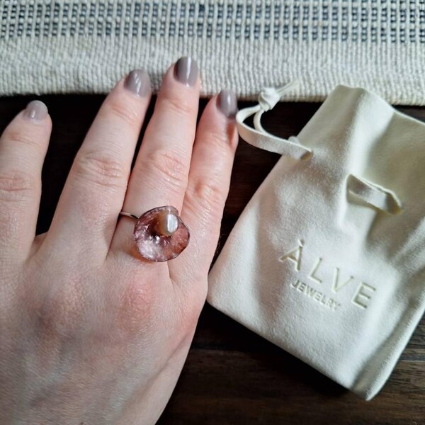 Unique Colored Pearl Ring • Natural Shell Ring • Mermaid Aesthetic Ring ...
