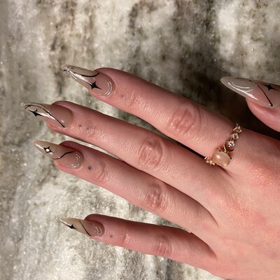 Y2K Ombre Blue Star Nails /japanese Nails /custom Press on - Etsy