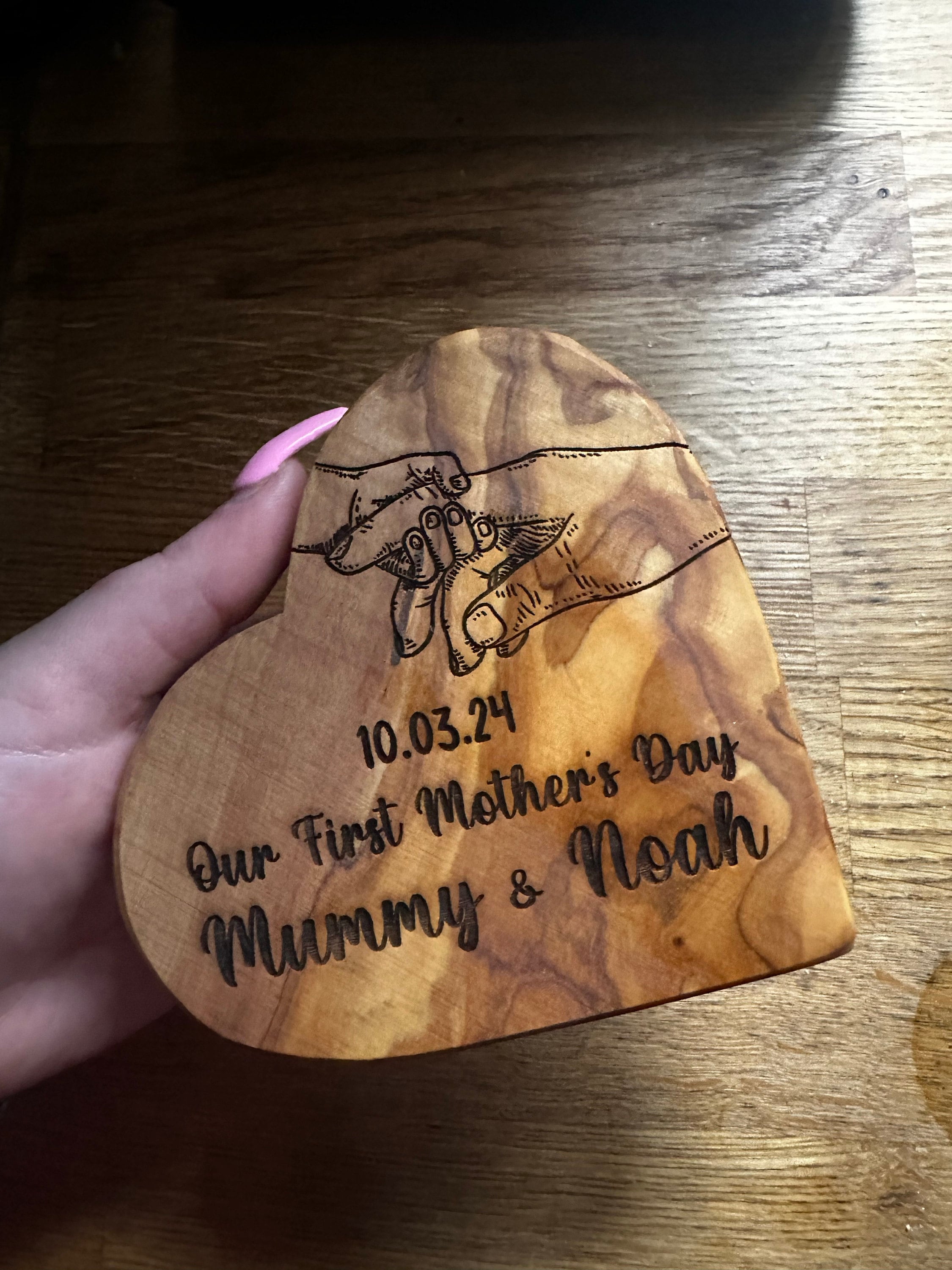 Personalised &#39;Our First Mothers Day Together&#39; Wooden Heart, 1st First Mothers Day Gift Engraved Mummy Gift, Keepsake Gifts From Daughter Son