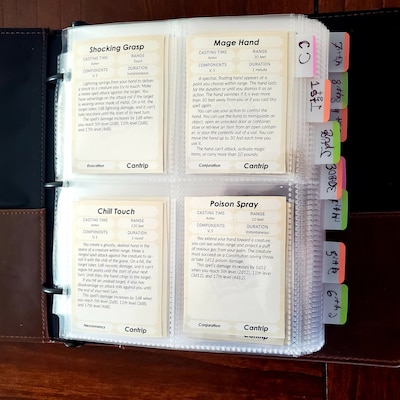 Dnd Wizard Spell Cards Dnd Spellbook Printable D&amp;D Accessory Dungeon ...