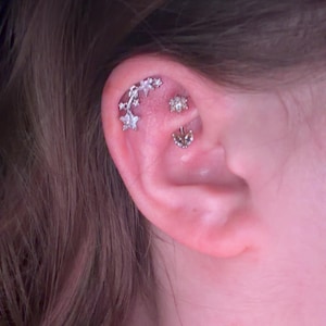 Dynamique Flat Star Top 316L Surgical Steel Cartilage, Tragus Barbell
