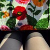 Bamboo Handled Pomegranate Pattern Ikat Velvet Large Tote Bag main image 1