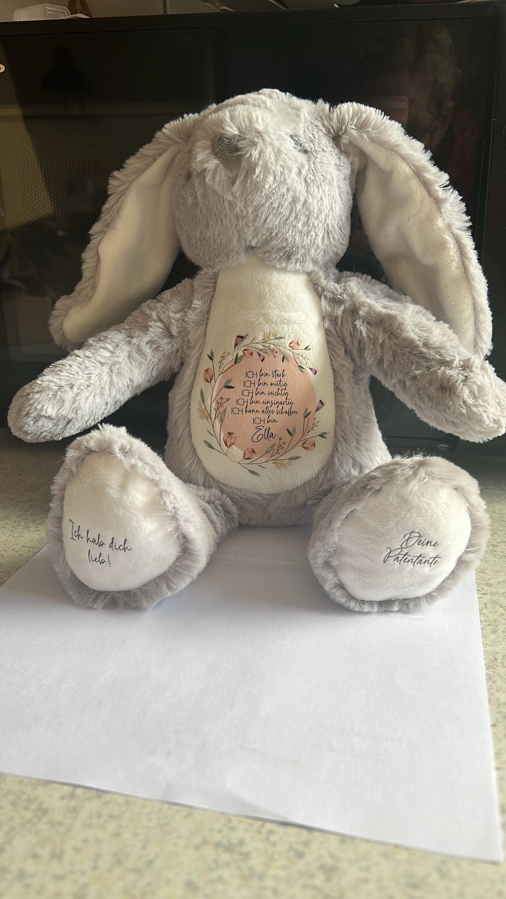 personalized plush toy | cuddly toy | school enrollment gift | gift for children | owl, sloth or rabbit | affirmation |