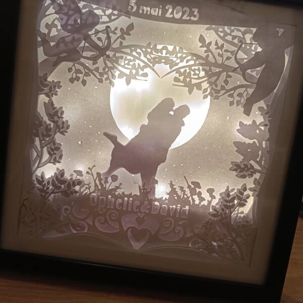 Wedding Gift Love Shadow Box SVG Template, St Valentines Papercut ...