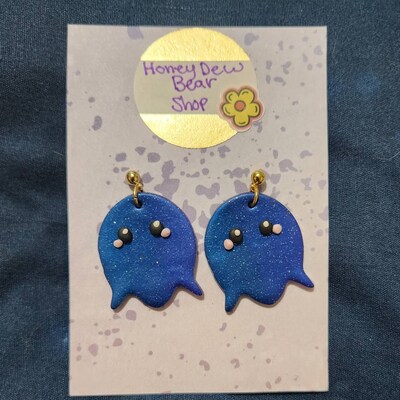 Aztec Sparkle Moon and Star Purple Polymer Clay Dangle Hoop Drop ...