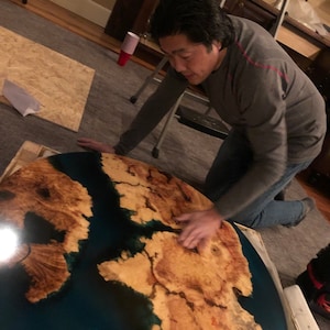 Resina epoxi hecha a medida y cabecero de madera arte de | Etsy