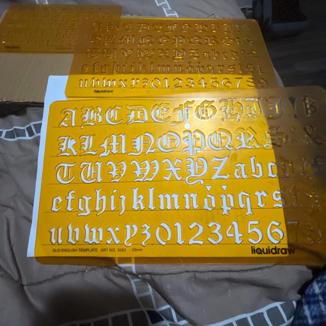 Old English Letter Stencils Set - 3 Sizes (10mm, 15mm, 20mm), Lettering Templates