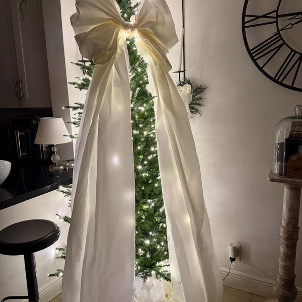 Christmas Big White Ribbon Ivory Silk Taffeta White Bow Christmas Giant ...