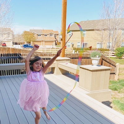 RIBBON WAND With Two 6' Ribbons on 16 Handle With Spinner Swivel and ...