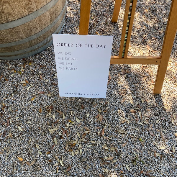 Personalised Minimalist Order of the Day Sign, Wedding Order of Events ...