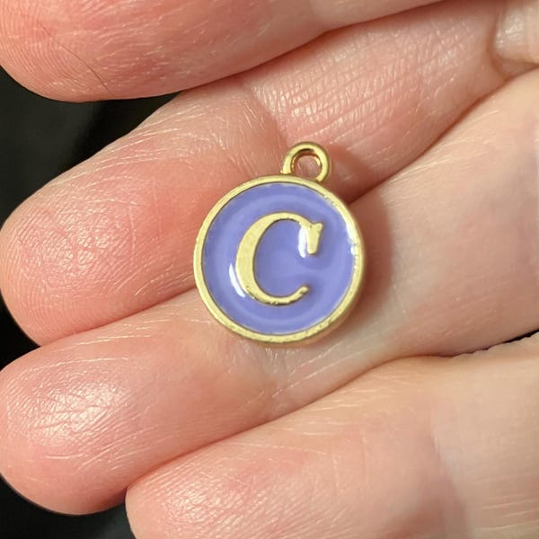 Small Colorful Enamel Letters Round Charm - Etsy