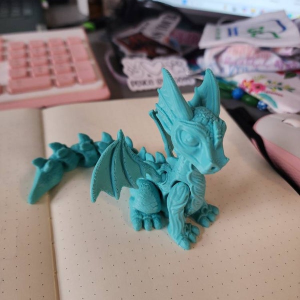 Flexi Dragon With Wings STL, 3mf, Print in Place, No Support, PLA, 3D ...