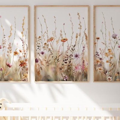Wildflower Prints, Boho Nursery Wall Art, Wildflower Nursery Decor ...