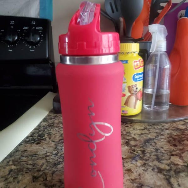 Personalized Kids Water Bottle With Straw, Custom Laser Engraved Name ...