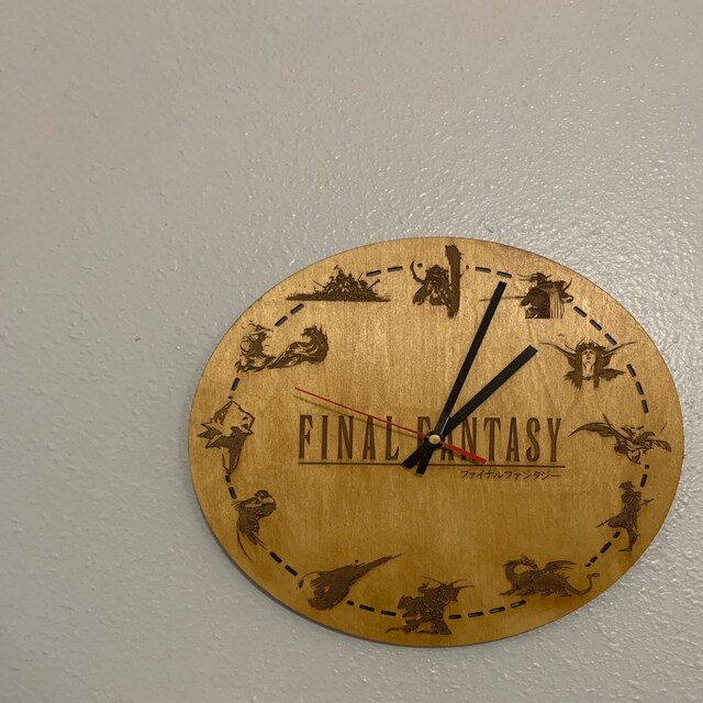 Final Fantasy Inspired Wooden Wall Clock - Lasercut and