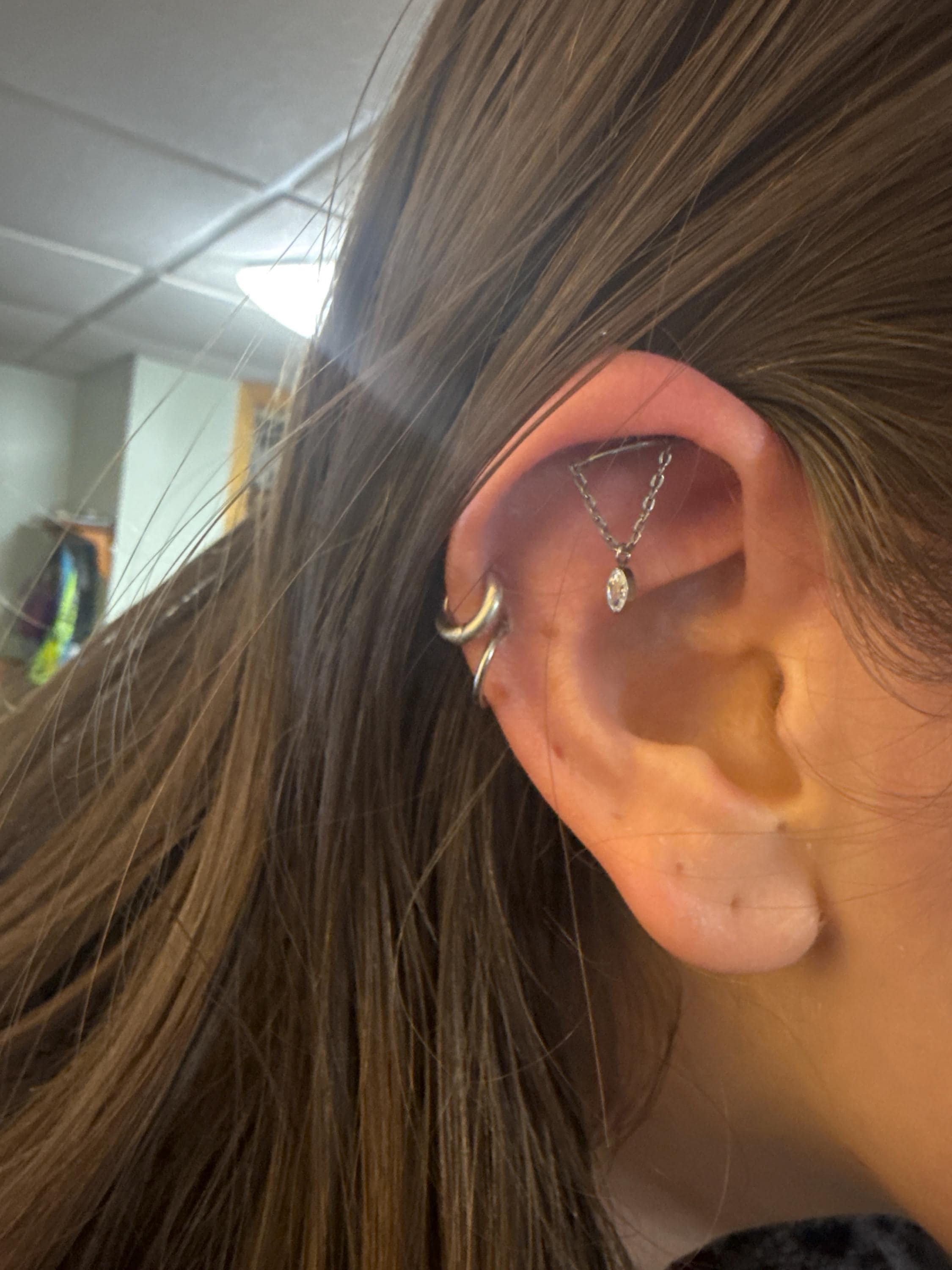 Titanium Vertical Dangle Hidden Helix Piercing, Threaded Flat Back Stud Earrings, Hidden Rook/Cartilage/Conch/Tragus/Helix Drop Earring